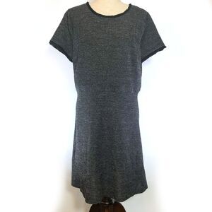 LOFT Outlet Dress Womens Sz 12 Black Glitter Tweed Short Sleeve Stretch